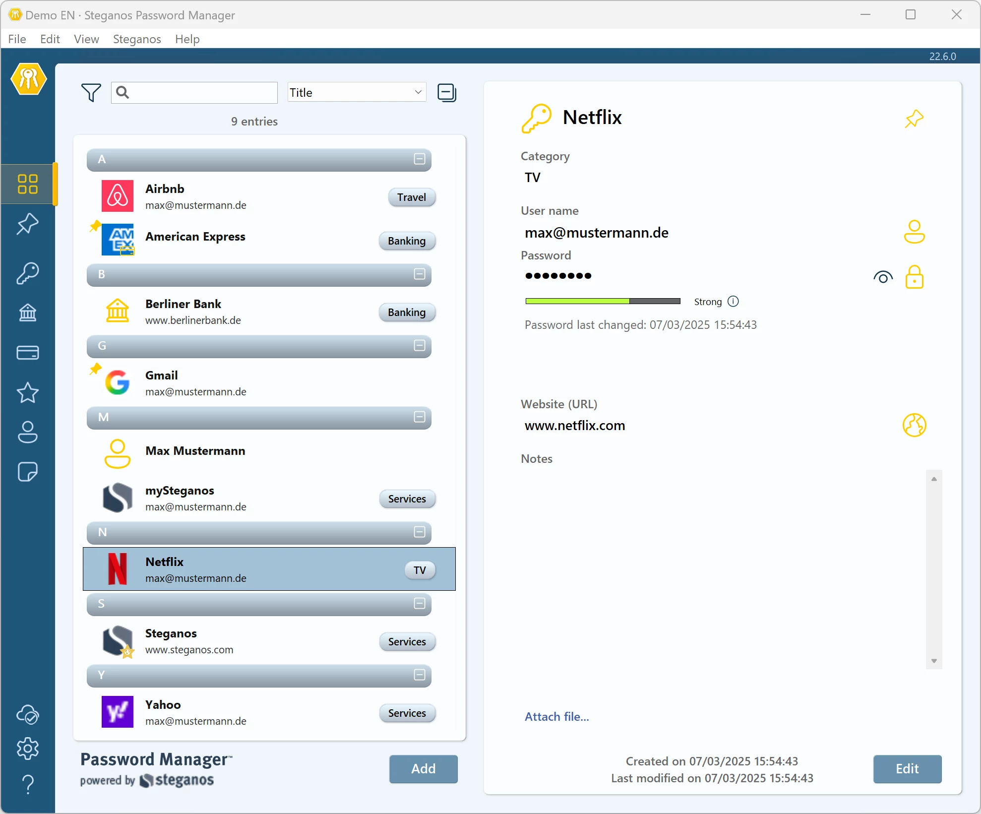 Steganos Password Manager on Windows