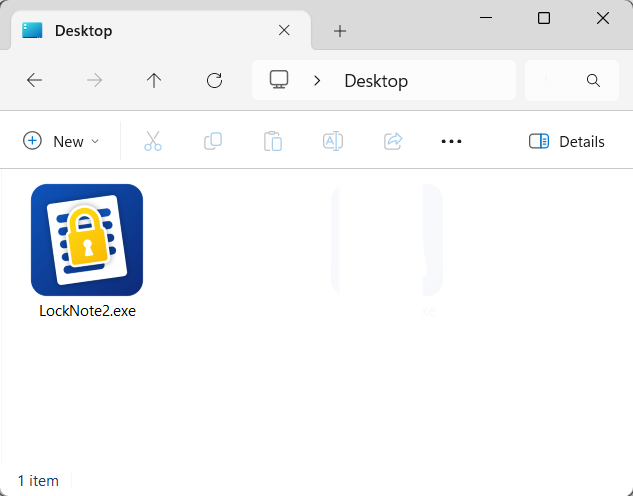 La LockNote como archivo de programa único en el escritorio