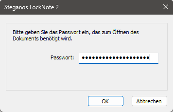 Passwortabfrage von Steganos LockNote 2